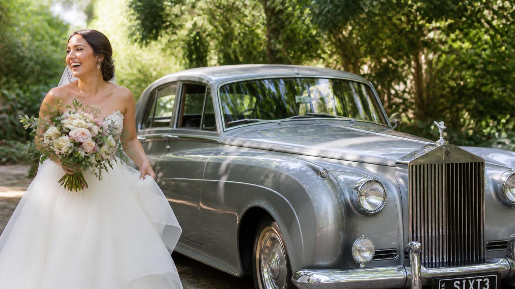 1957 Rolls-Royce Silver Cloud antique wedding car with chauffeur in Washington DC
