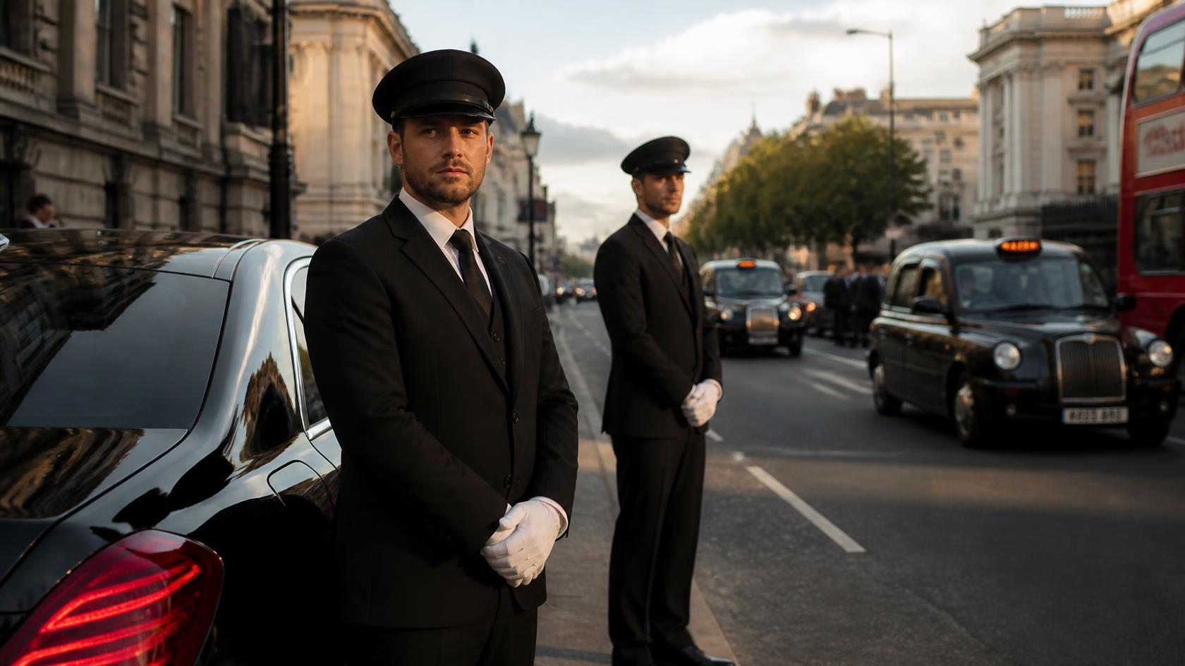 Bayside Limousines chauffeurs in white and black suits ready to provide DC transportation