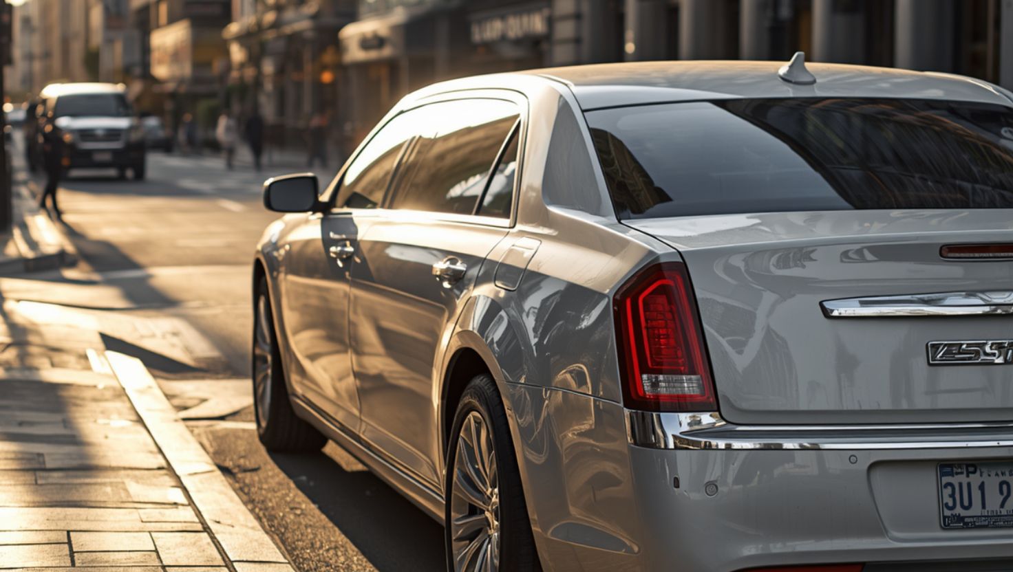 Executive car service SUV picking up a business traveler in downtown Washington DC