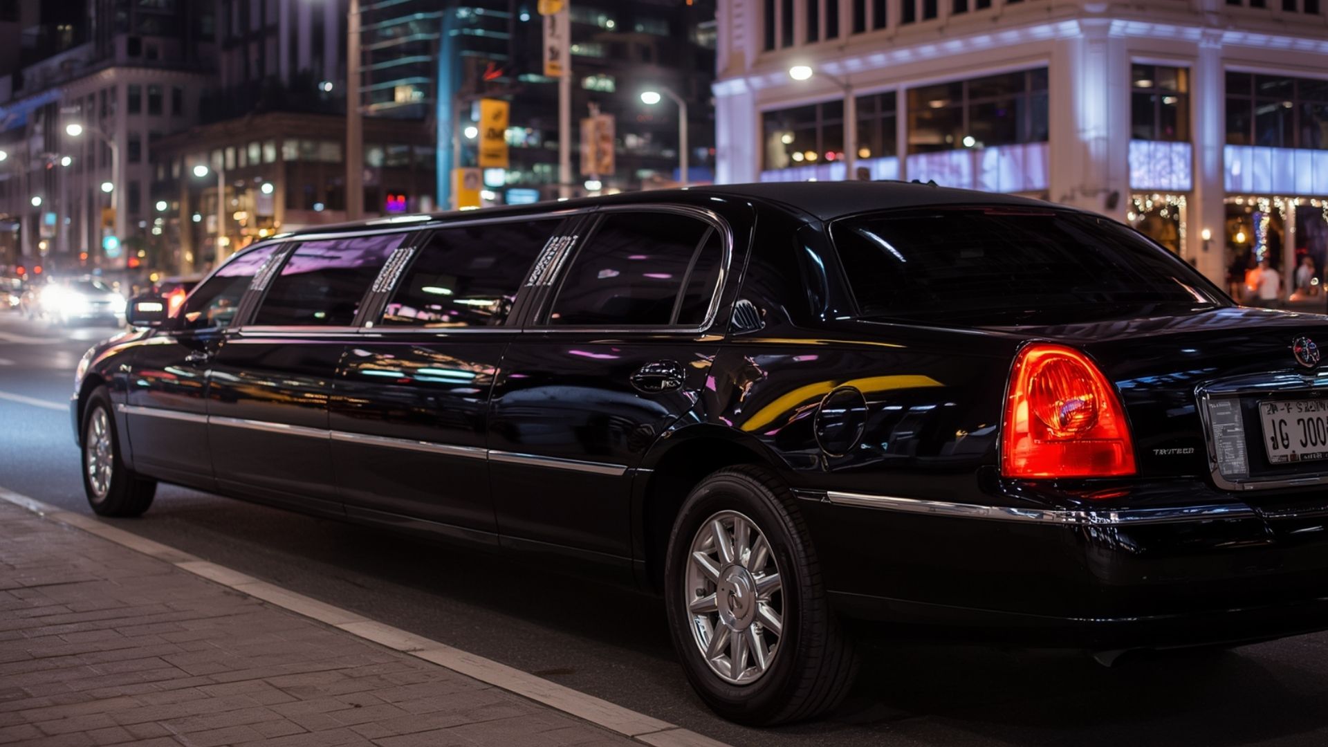 White stretch limo parked curbside in Washington DC ready for a wedding pickup