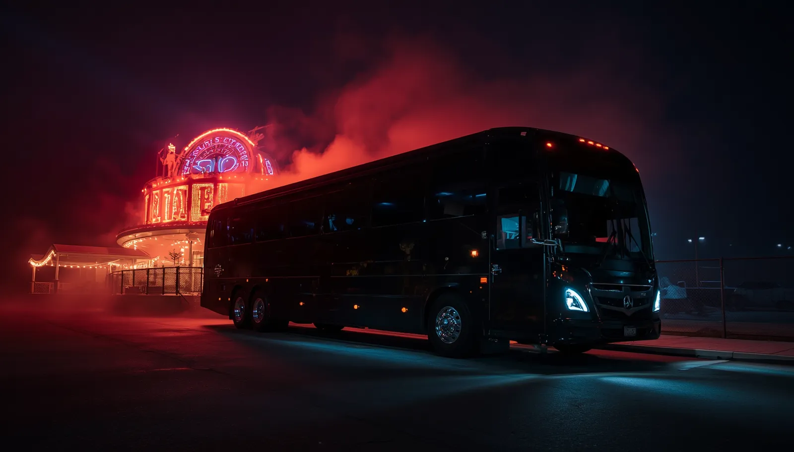 Group arriving by party bus at Hundred Acres Manor in Bethel Park Pittsburgh Pennsylvania 2026
