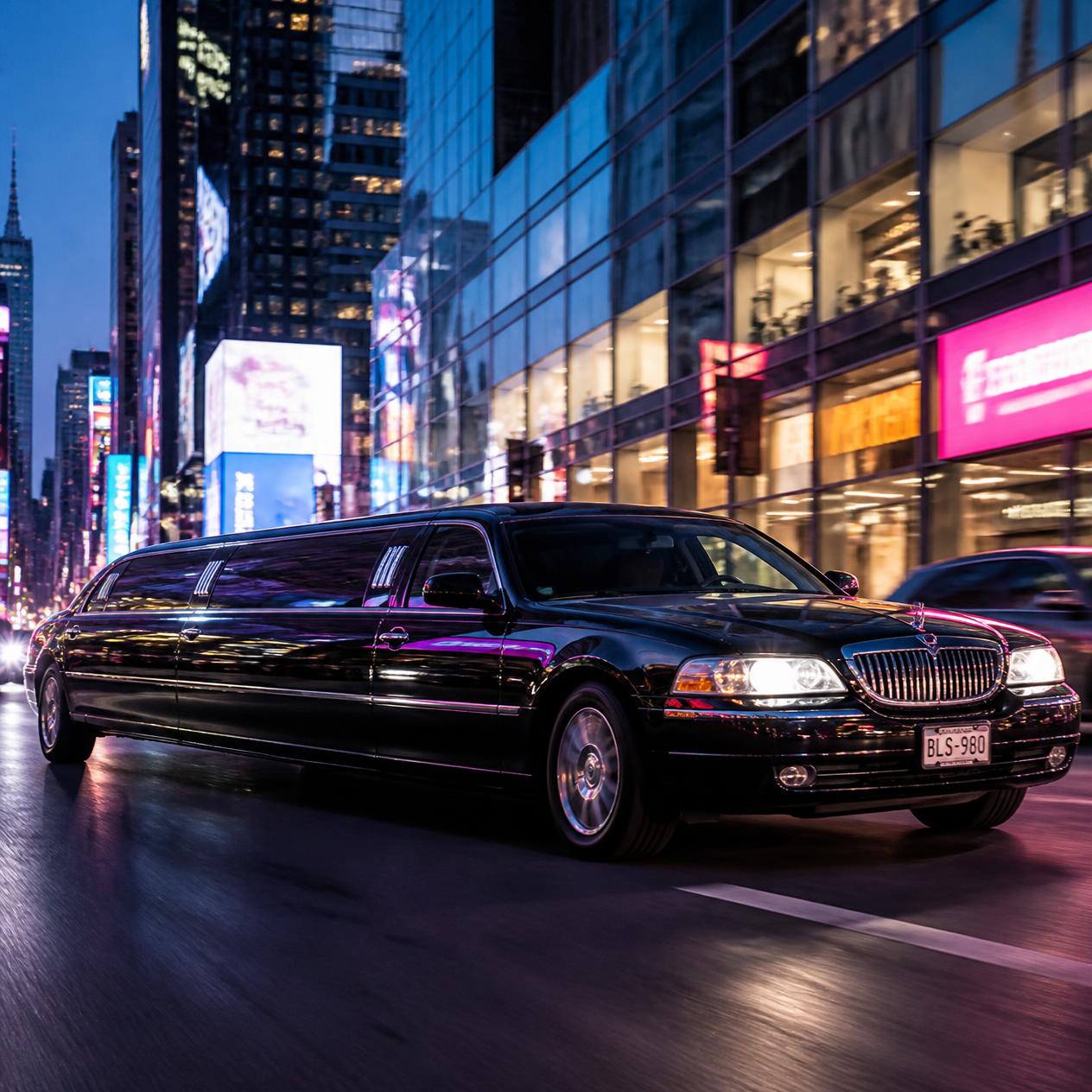 Price breakdown chart for renting a stretch limo, party bus, and black car in Washington, DC