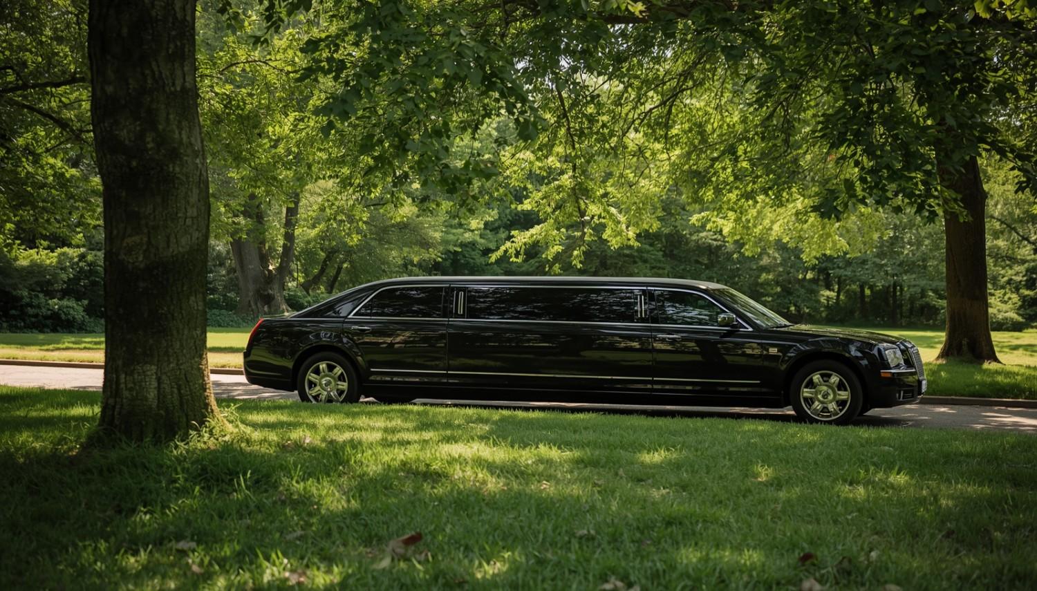Private limo parked outside Virginia wine country winery