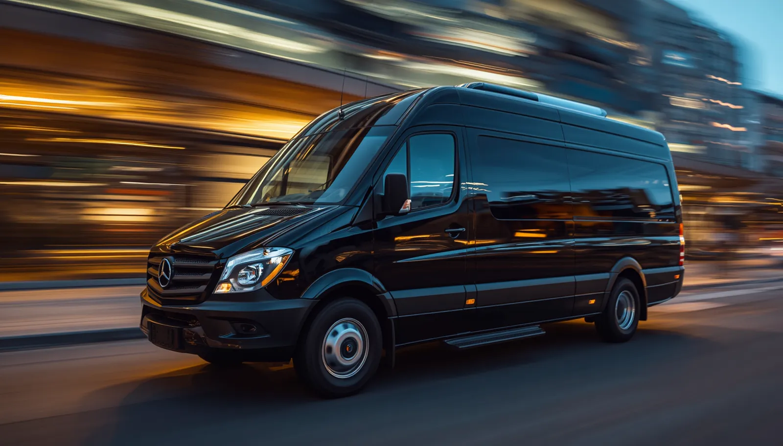 Black luxury Sprinter van for group transportation to Field of Screams PA from Baltimore
