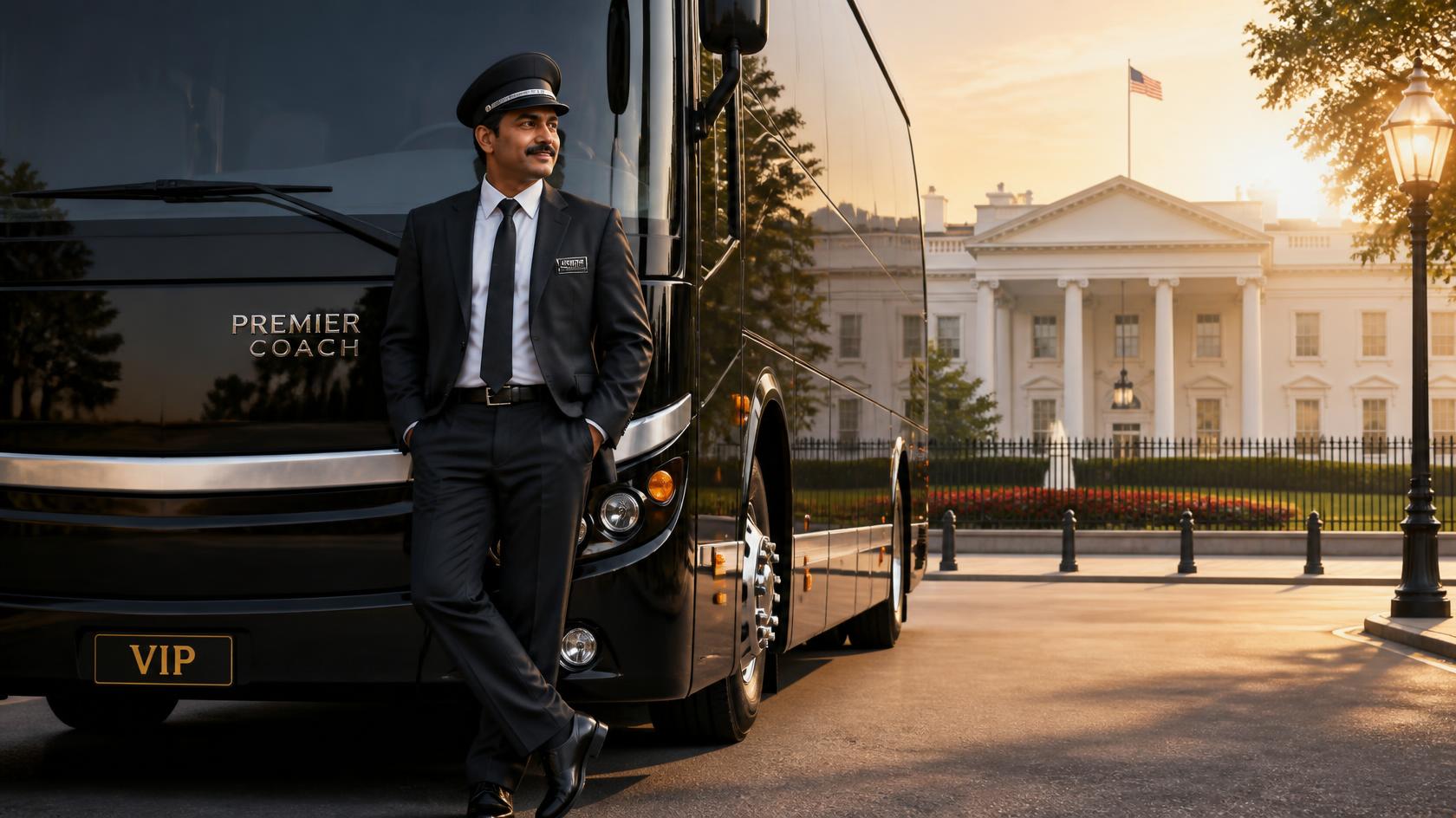 Bayside Limousines chauffeur and vehicle in Washington DC ahead of a Commanders game trip