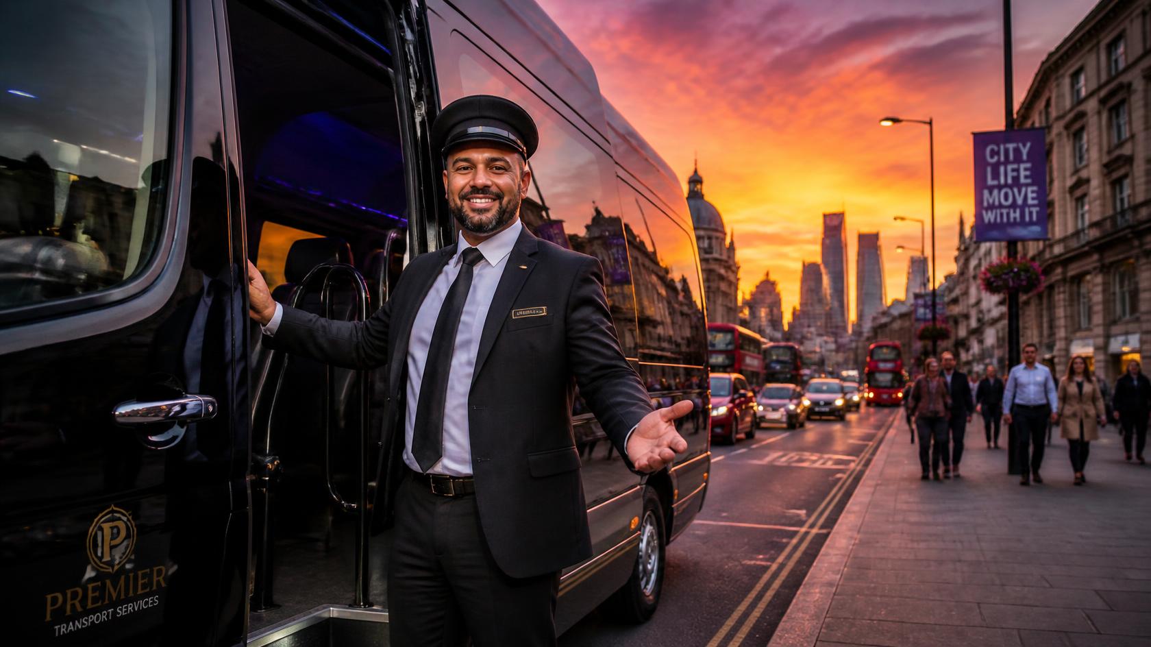 Bayside Limousines private minibus with chauffeur ready for a Commanders game day group tailgate