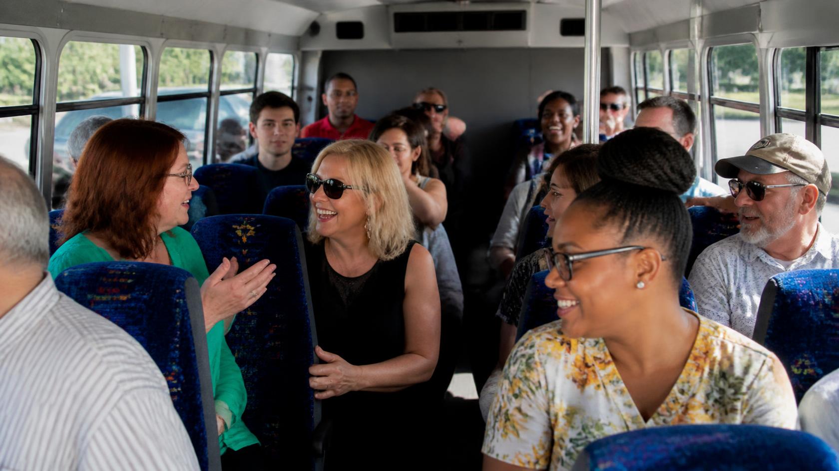 Group touring the best places to see in Washington DC by private shuttle
